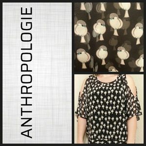 Anthropologie Meadow Rue bird blouse top tie back Small